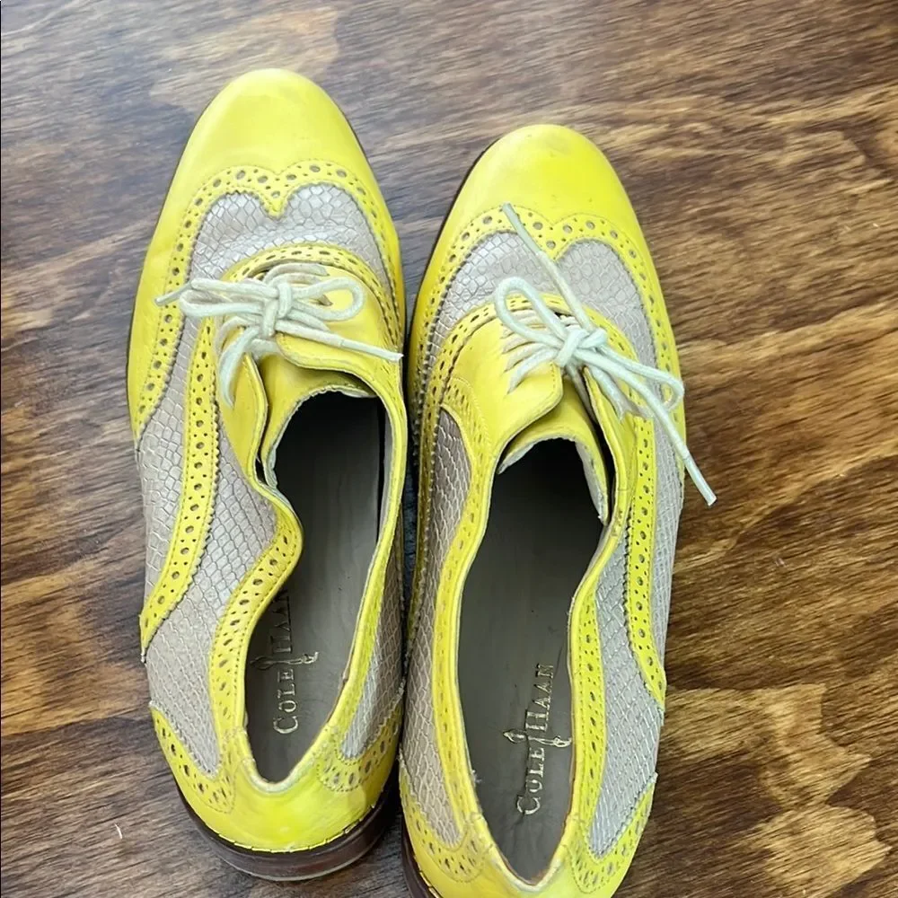 Yellow and Tan Men's Brogue Shoes - Picture 4 of 13